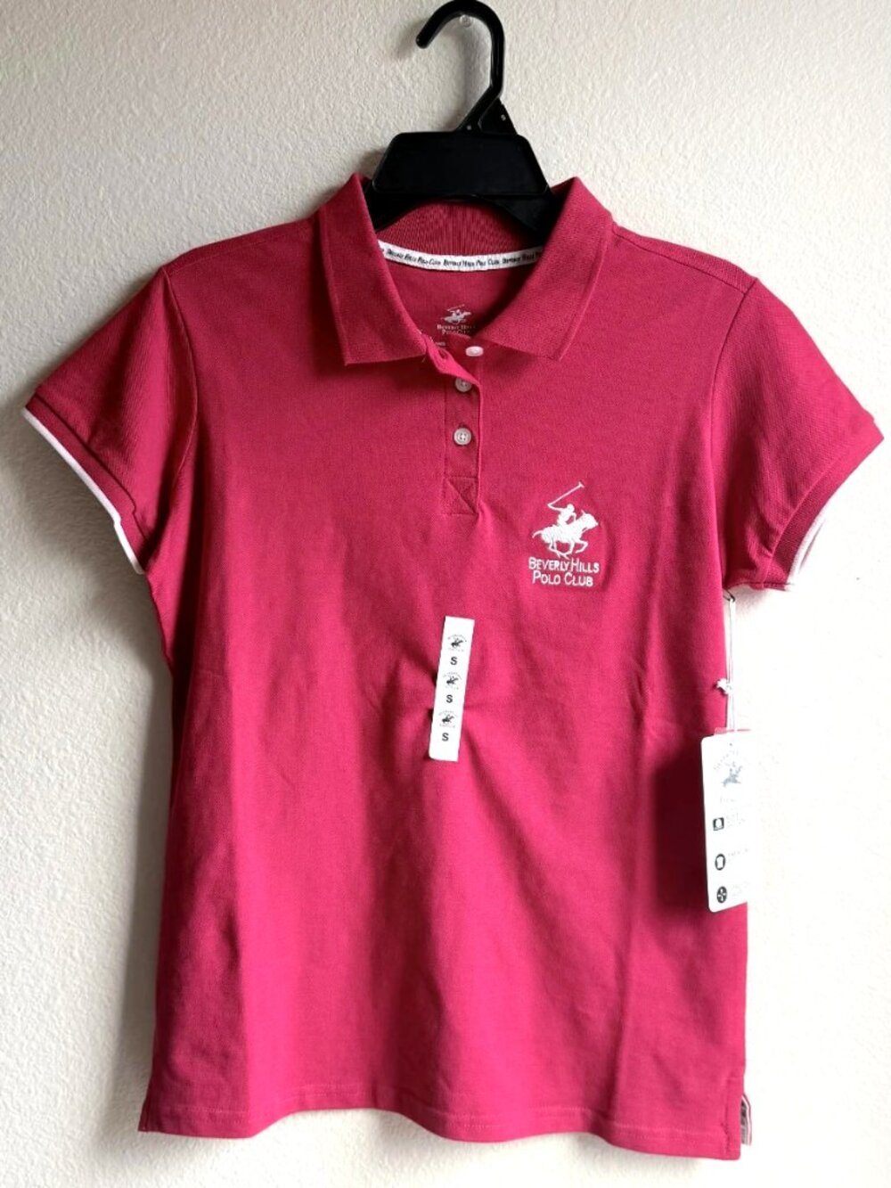 Beverly Hills Polo Club Women's Red Polo Shirt Cotton Size S NWT